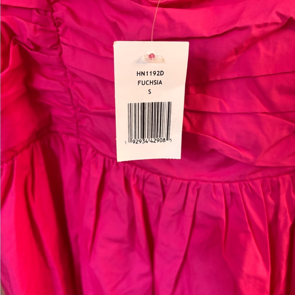 Hot Pink Puff Sleeve Mini Dress - Picture 3 of 4